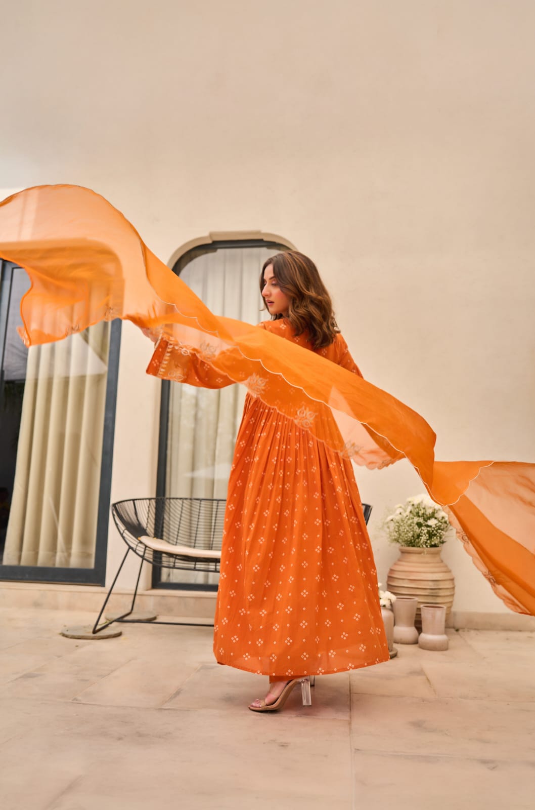 jaipuri Rust Radiance Embroidered Anarkali Set