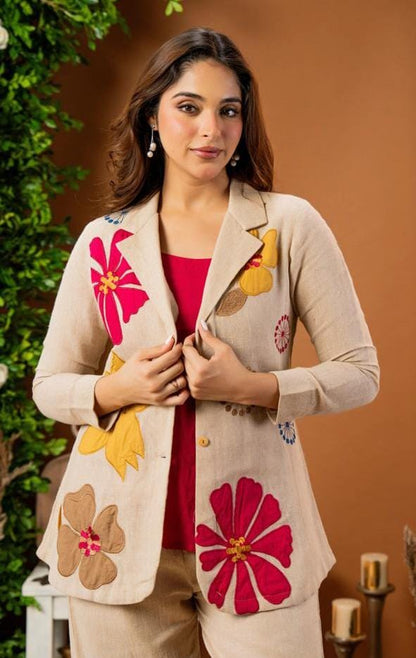 jaipuri Botanical Beige Handcrafted Co-ord Set