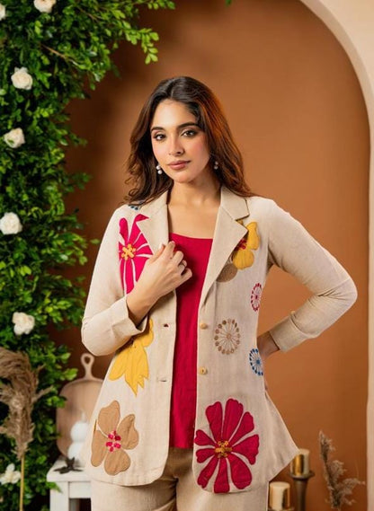 jaipuri Botanical Beige Handcrafted Co-ord Set